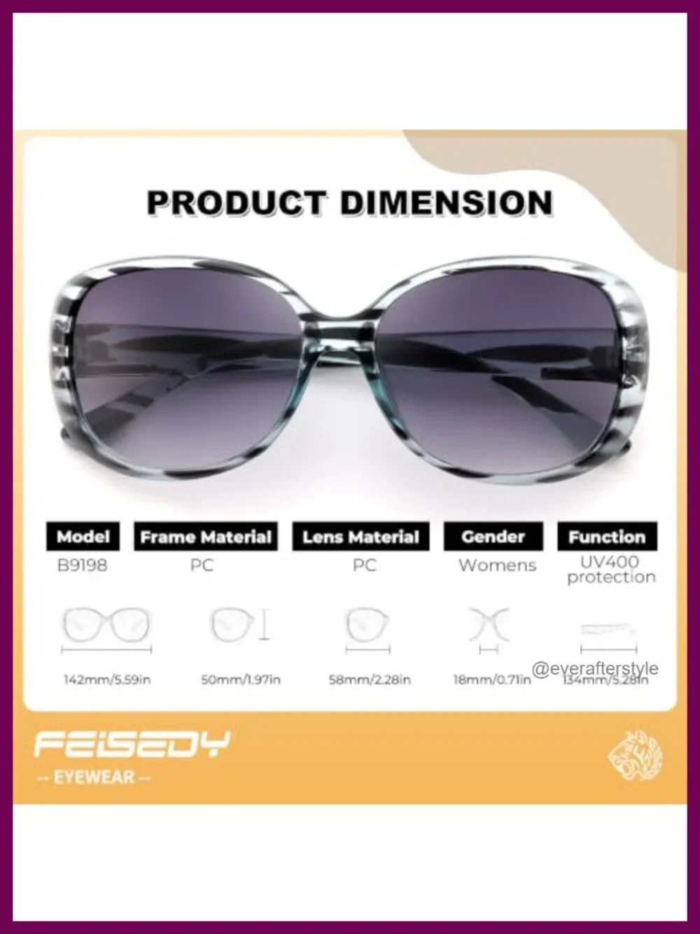 Vintage Oversized Wraparound Sunglasses UV400 Square
